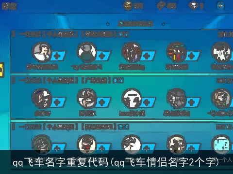 qq飞车名字重复代码(qq飞车情侣名字2个字)
