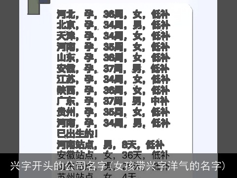 兴字开头的公司名字(女孩带兴字洋气的名字)