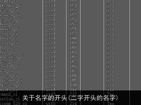 关于名字的开头(二字开头的名字)