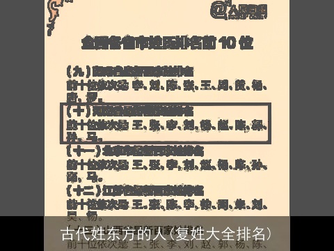 古代姓东方的人(复姓大全排名)