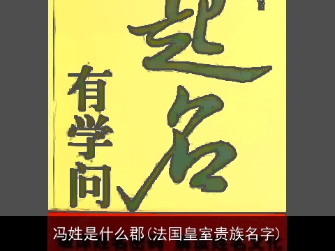 冯姓是什么郡(法国皇室贵族名字)