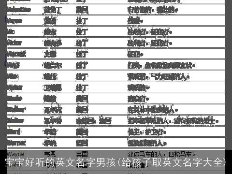 宝宝好听的英文名字男孩(给孩子取英文名字大全)