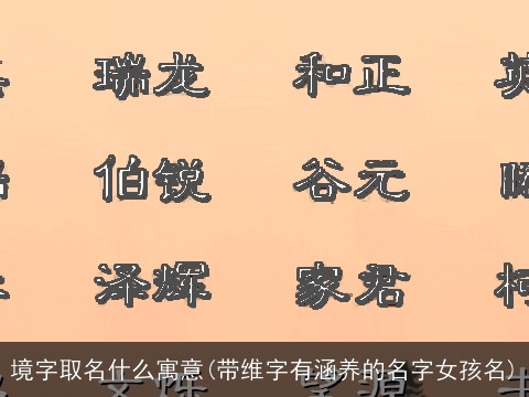 境字取名什么寓意(带维字有涵养的名字女孩名)