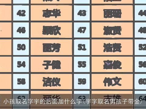 小孩取名字宇的后面加什么字(宇字取名男孩子带金)