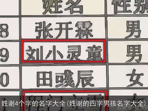 姓谢4个字的名字大全(姓谢的四字男孩名字大全)