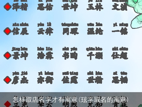 怎样取店名字才有寓意(玹字取名的寓意)