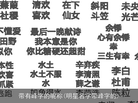 带有峰字的昵称(明星名字带峰字的)