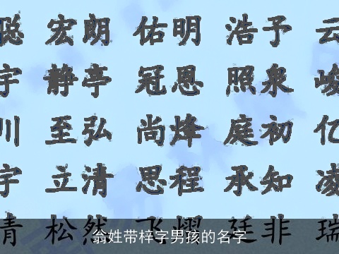 翁姓带梓字男孩的名字