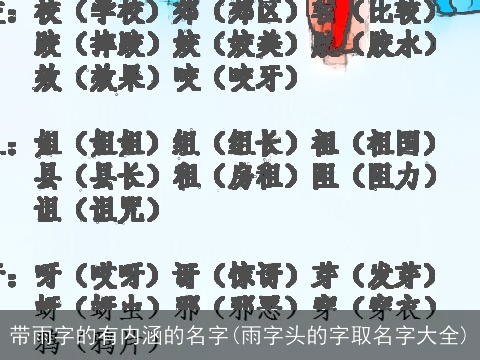 带雨字的有内涵的名字(雨字头的字取名字大全)