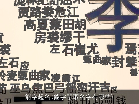 能字起名(能字辈取名字有哪些)