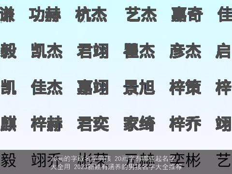 20画的字取名字男孩 20画字有哪些起名字大全用 2023新颖有涵养的男孩名字大全推荐