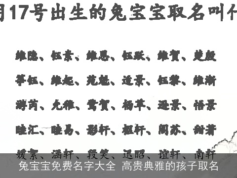 兔宝宝免费名字大全 高贵典雅的孩子取名