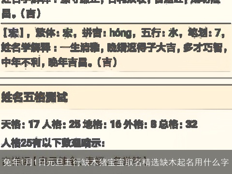 龙年1月1日元旦五行缺木龙宝宝取名精选缺木起名用什么字