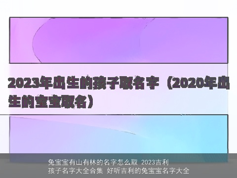 兔宝宝有山有林的名字怎么取 2023吉利孩子名字大全合集 好听吉利的兔宝宝名字大全