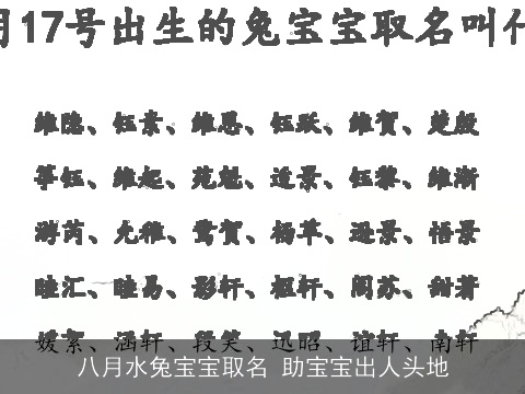 八月水兔宝宝取名 助宝宝出人头地
