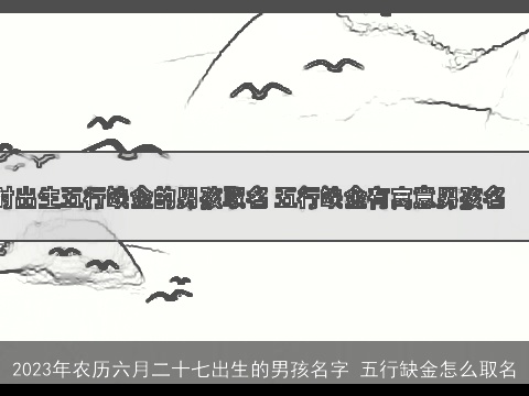 2023年农历六月二十七出生的男孩名字 五行缺金怎么取名