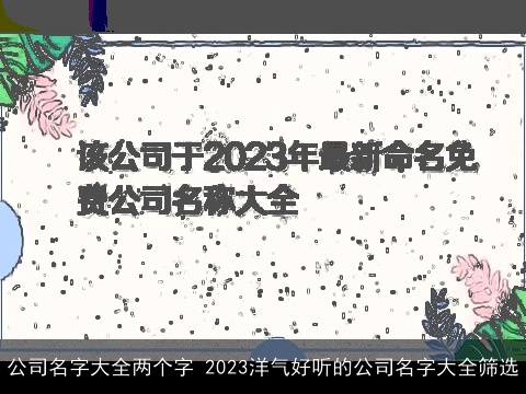 公司名字大全两个字 2023洋气好听的公司名字大全筛选