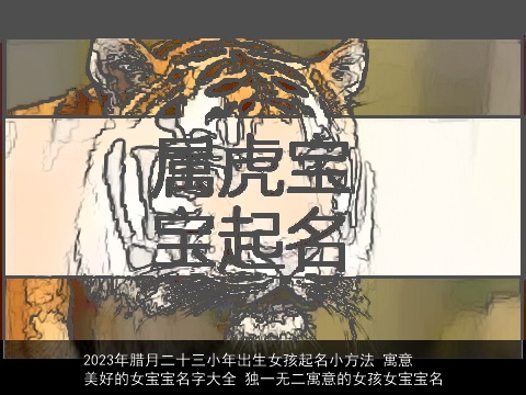 2023年腊月二十三小年出生女孩起名小方法 寓意美好的女宝宝名字大全 独一无二寓意的女孩女宝宝名