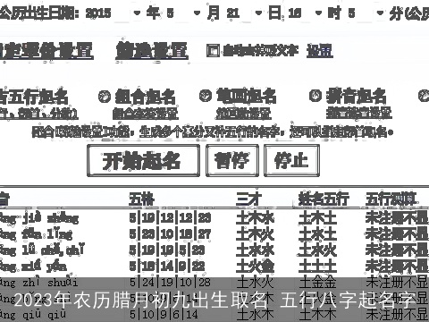 2023年农历腊月初九出生取名 五行八字起名字