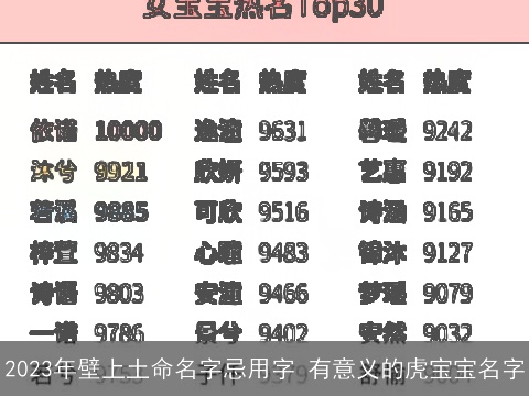 2023年壁上土命名字忌用字 有意义的虎宝宝名字