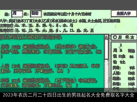 2023年农历二月二十四日出生的男孩起名大全免费取名字大全
