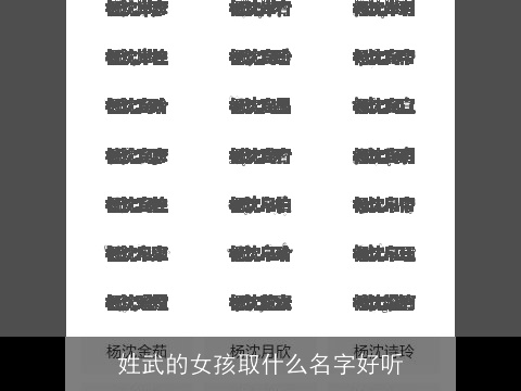 姓武的女孩取什么名字好听