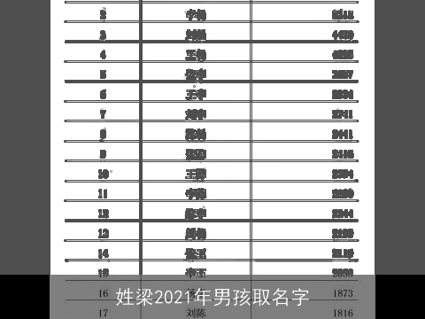 姓梁2021年男孩取名字 姓梁2021年男孩取名字
