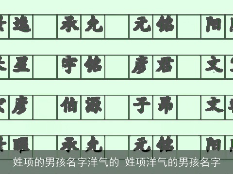姓项的男孩名字洋气的_姓项洋气的男孩名字