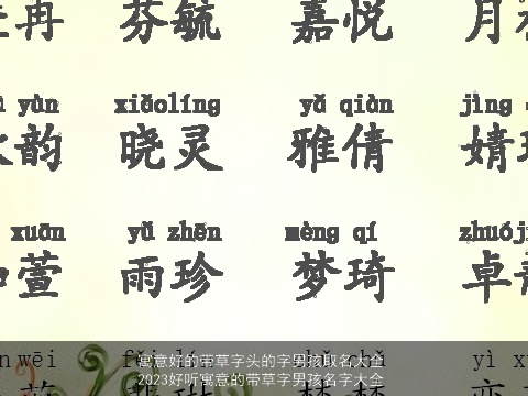 寓意好的带草字头的字男孩取名大全 2023好听寓意的带草字男孩名字大全