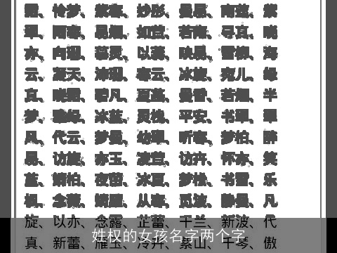 姓权的女孩名字两个字