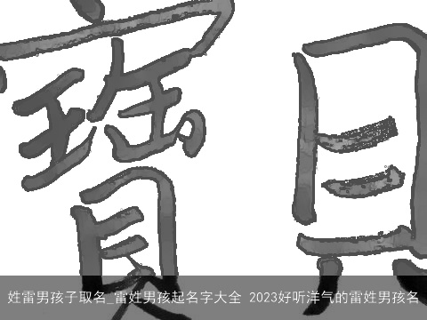 姓雷男孩子取名_雷姓男孩起名字大全 2023好听洋气的雷姓男孩名