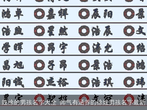 姓徐的男孩名字大全 帅气有涵养的徐姓男孩名字最新