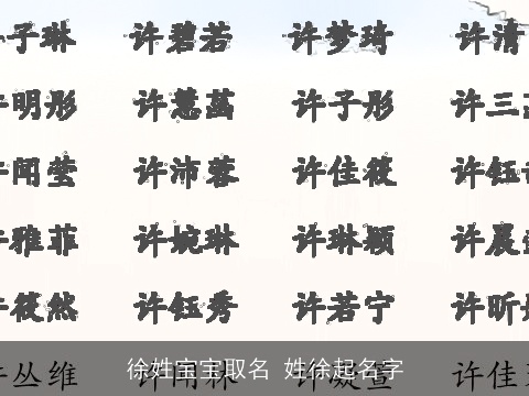 徐姓宝宝取名 姓徐起名字