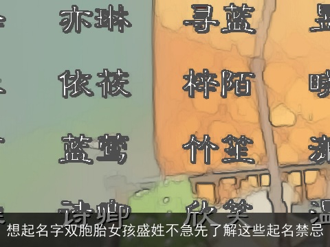 想起名字双胞胎女孩盛姓不急先了解这些起名禁忌