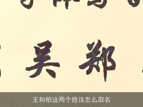 王和柏这两个姓该怎么取名