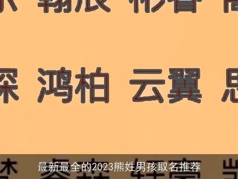 最新最全的2023熊姓男孩取名推荐