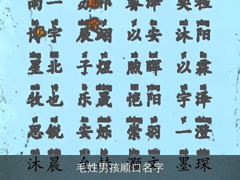 毛姓男孩顺口名字