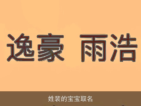 姓裴的宝宝取名