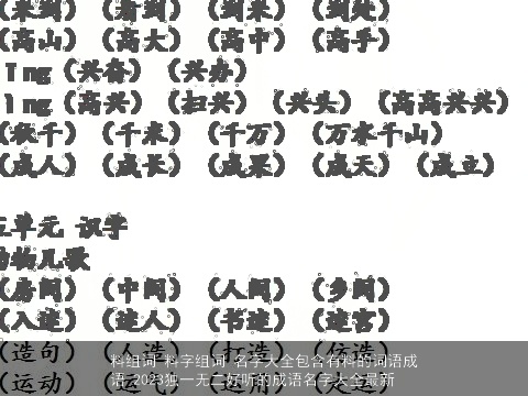 料组词 料字组词 名字大全包含有料的词语成语 2023独一无二好听的成语名字大全最新