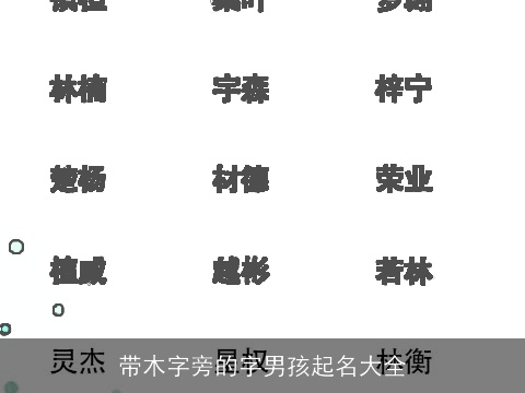 带木字旁的字男孩起名大全