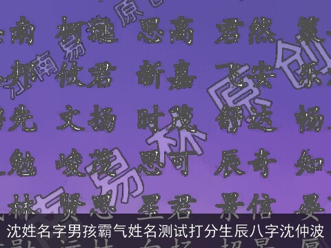 沈姓名字男孩霸气姓名测试打分生辰八字沈仲波