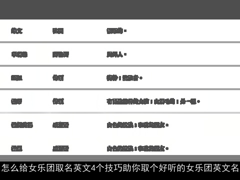 怎么给女乐团取名英文4个技巧助你取个好听的女乐团英文名