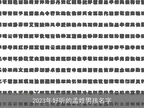 2023年好听的孟姓男孩名字