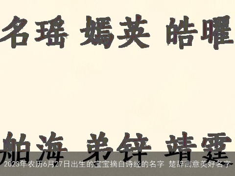 2023年农历6月27日出生的宝宝摘自诗经的名字 楚辞寓意美好名字