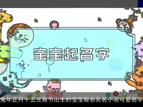 兔年正月十五元宵节出生的宝宝取名乳名小名可爱名字