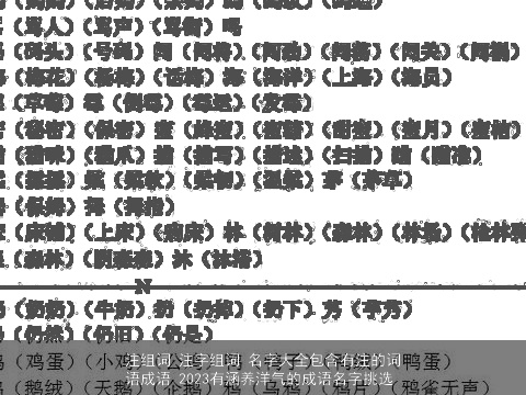 注组词 注字组词 名字大全包含有注的词语成语 2023有涵养洋气的成语名字挑选