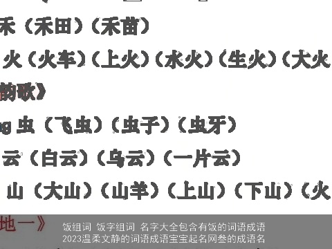 饭组词 饭字组词 名字大全包含有饭的词语成语 2023温柔文静的词语成语宝宝起名网叁的成语名
