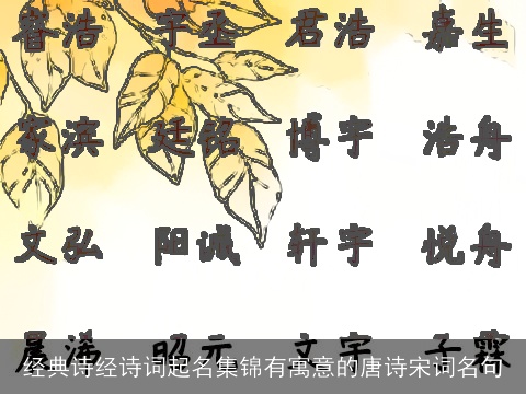 经典诗经诗词起名集锦有寓意的唐诗宋词名句