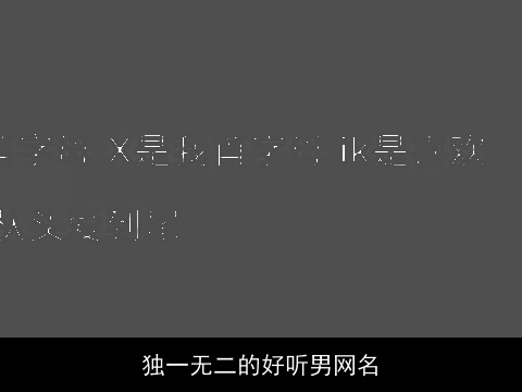 独一无二的好听男网名