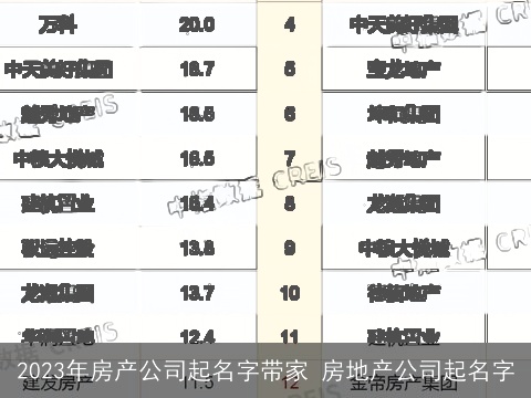 2023年房产公司起名字带家 房地产公司起名字